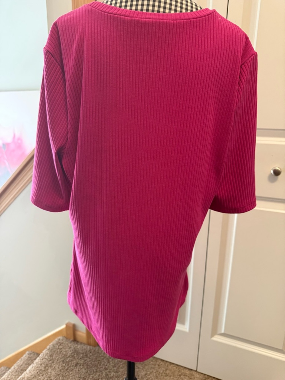 INC International Concepts Hot Pink Ribbed Knit Top - Picture 2 of 3